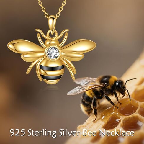 Hancock Bee necklace for Women 925 Sterling Silver 14K Gold Plated Dainty Bee Pendant Simple Jewelry Gift for Women in Saudi Arabia