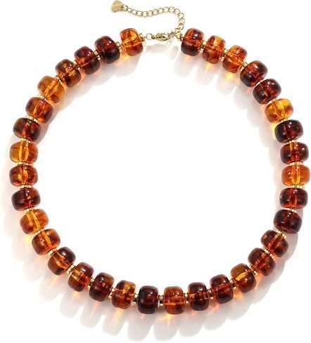 SOOWOOT Chunky Resin Beaded Necklace for Women Boho Beach Surfer Choker Adjustable Minimalist Statement Jewelry in Saudi Arabia