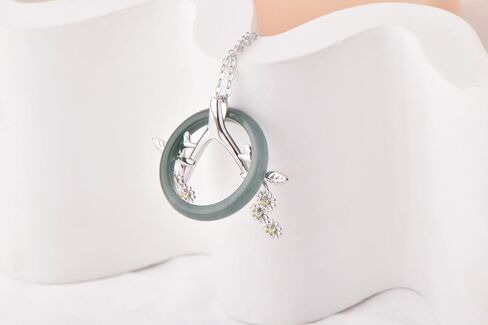Sterling Silver Dainty Ring 18K White Gold Plated Necklace Holder Daisy Flower Pendant Leaf Engagement Wedding Ring Keeper Wishbone Pendant Necklace For Nurse Doctor Wife Women Gift Jewelry in Saudi Arabia