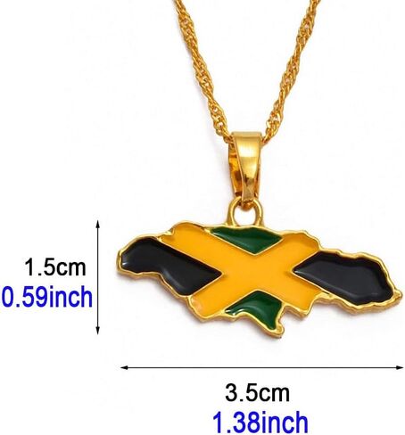 Jamaica Map And Flag Pendant Necklace Jamaican Maps Necklace (Gold) in Saudi Arabia