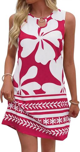 BTFBM Women's Summer Boho Floral Mini Dress 2026 Sleeveless Tank Sun Dress for Beach Vacation Casual Spring Sundresses in Kuwait