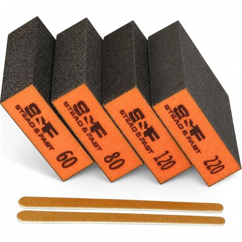 Sanding Sponge 220 Grit 4 Pcs, Coarse Medium Fine Sanding Block, Sander Sponges for Drywall Metal, Sandpaper Sponge Sanding Blocks for Wood by S&F STEAD & FAST in Kuwait