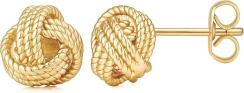 Gold Studs Earrings for Women 14K Gold Earrings for Women Everyday Stud Earring for Womens Stud Everyday Delicate Braided Woven Knot Statement Womens Earring Studs 6.5/8.5/10.5mm in Saudi Arabia