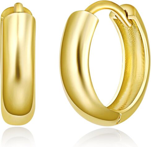 14k REAL Yellow OR White Gold 3mm Thickness Huggie Earrings (12 x 12 mm) in Kuwait