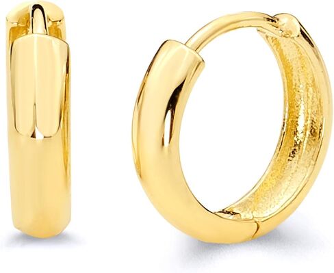 14k REAL Yellow OR White Gold 3mm Thickness Huggie Earrings (12 x 12 mm) in Kuwait