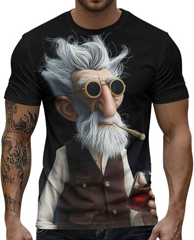 Men's Cool Grandpa Graphic T Shirt Short Sleeve Crew Neck Novelty Character Tee Casual Streetwear Top for Gifts in Kuwait