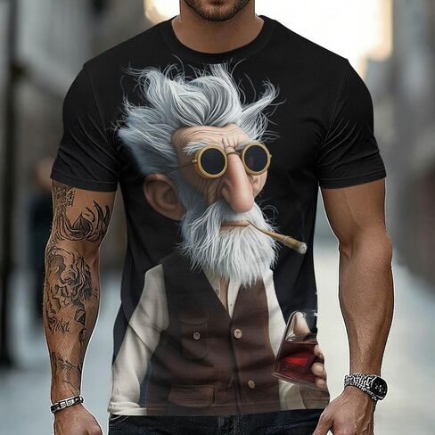 Men's Cool Grandpa Graphic T Shirt Short Sleeve Crew Neck Novelty Character Tee Casual Streetwear Top for Gifts in Kuwait