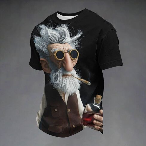 Men's Cool Grandpa Graphic T Shirt Short Sleeve Crew Neck Novelty Character Tee Casual Streetwear Top for Gifts in Kuwait
