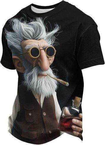 Men's Cool Grandpa Graphic T Shirt Short Sleeve Crew Neck Novelty Character Tee Casual Streetwear Top for Gifts in Kuwait