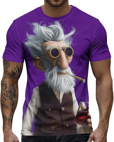 Men's Cool Grandpa Graphic T Shirt Short Sleeve Crew Neck Novelty Character Tee Casual Streetwear Top for Gifts in Kuwait