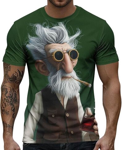 Men's Cool Grandpa Graphic T Shirt Short Sleeve Crew Neck Novelty Character Tee Casual Streetwear Top for Gifts in Kuwait
