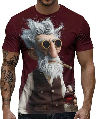 Men's Cool Grandpa Graphic T Shirt Short Sleeve Crew Neck Novelty Character Tee Casual Streetwear Top for Gifts in Kuwait