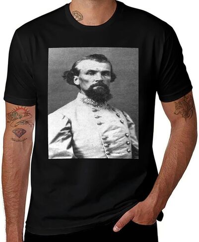 Nathan Bedford Forrest, Unisex Printed Short-Sleeve Crew Neck Cotton T-Shirt by a U.S. Civil War General in Kuwait