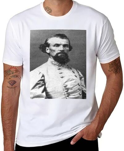 Nathan Bedford Forrest, Unisex Printed Short-Sleeve Crew Neck Cotton T-Shirt by a U.S. Civil War General in Kuwait