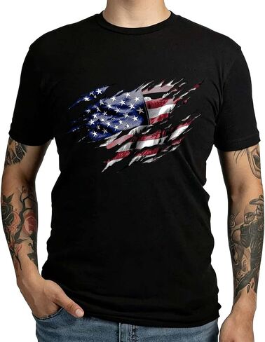 4th of July Patriotic T Shirt for Men American Flag Graphic Tee Independence Day Party Short Sleeve Shirt in Saudi Arabia