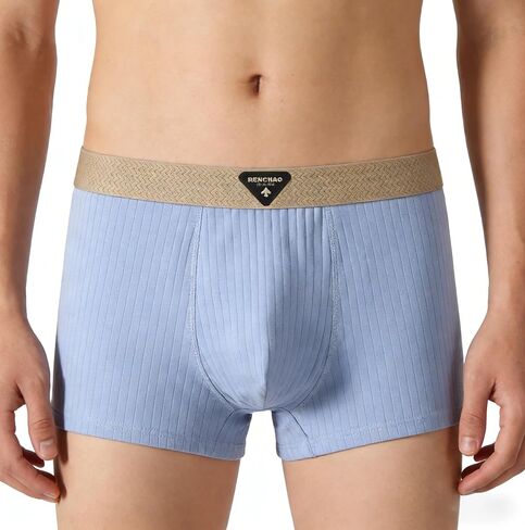 Mens Underwear Cotton Boxer Shorts - Breathable Soft Comfortable Boxers for Men with Striped Texture in Kuwait