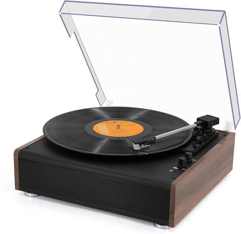 Vinyl Record Player Bluetooth Wireless Turntable with Built-in Speakers High Fidelity and 3 Speed Belt-Driven Vintage Phonograph Record Player with Magnetic Cartridge, RCA Out, Aux in, Headphone Jack in Kuwait