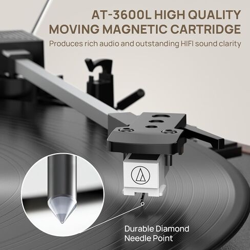 Vinyl Record Player Bluetooth Wireless Turntable with Built-in Speakers High Fidelity and 3 Speed Belt-Driven Vintage Phonograph Record Player with Magnetic Cartridge, RCA Out, Aux in, Headphone Jack in Kuwait