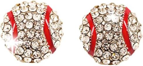 6 Pair Upgrade Unique Rhinestone Stud Earrings Cute Basketball Volleyball Baseball Football Rugby Shiny Crystal Sport Earrings for Women Gift in Saudi Arabia