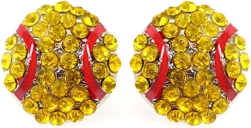 6 Pair Upgrade Unique Rhinestone Stud Earrings Cute Basketball Volleyball Baseball Football Rugby Shiny Crystal Sport Earrings for Women Gift in Saudi Arabia
