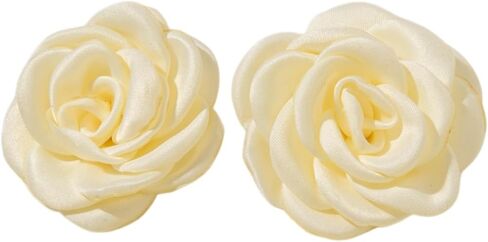 Large Satin Fabric Flower Floral Stud Earrings for Women Jewelry Elegant Rose Camellia Statement Exaggerated Colorful in Saudi Arabia