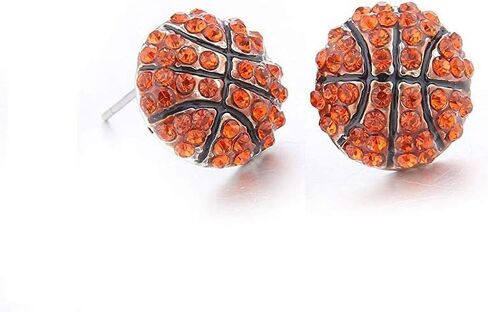 6 Pair Upgrade Unique Rhinestone Stud Earrings Cute Basketball Volleyball Baseball Football Rugby Shiny Crystal Sport Earrings for Women Gift in Saudi Arabia