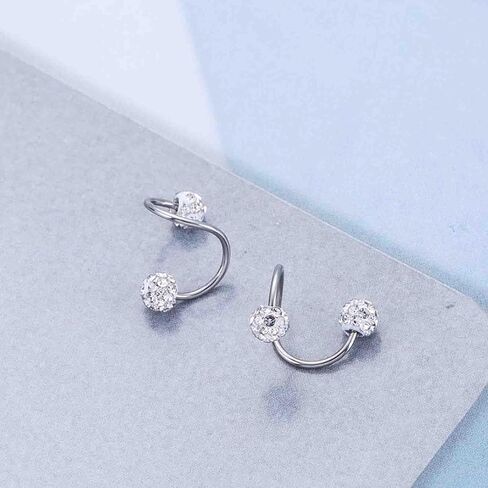 Silver Paved Crystal Ball Earrings Sparkling Rhinestone Double Ball Stud Earrings Disco Bead Stud Earring Jewelry for Women in Saudi Arabia