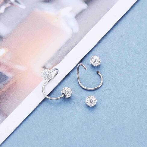 Silver Paved Crystal Ball Earrings Sparkling Rhinestone Double Ball Stud Earrings Disco Bead Stud Earring Jewelry for Women in Saudi Arabia