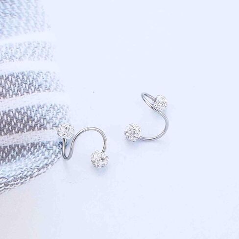 Silver Paved Crystal Ball Earrings Sparkling Rhinestone Double Ball Stud Earrings Disco Bead Stud Earring Jewelry for Women in Saudi Arabia