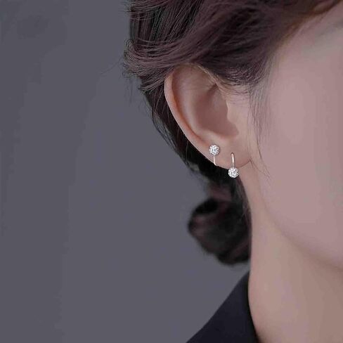 Silver Paved Crystal Ball Earrings Sparkling Rhinestone Double Ball Stud Earrings Disco Bead Stud Earring Jewelry for Women in Saudi Arabia