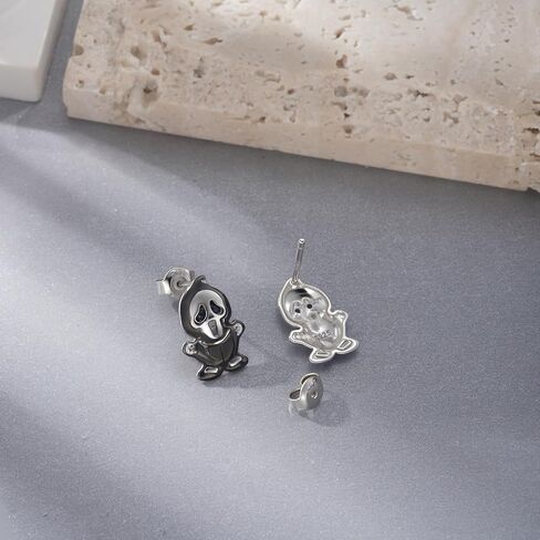 Ghost Stud Earrings 925 Sterling Silver Spooky Scream Ghost Earrings Halloween Jewelry Gifts for Women in Saudi Arabia