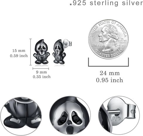 Ghost Stud Earrings 925 Sterling Silver Spooky Scream Ghost Earrings Halloween Jewelry Gifts for Women in Saudi Arabia