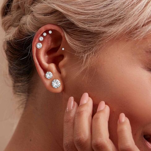 Stainless Steel Earrings for Women Men Surgical Cubic Zirconia Earrings Studs Cartilage Earrings in Kuwait