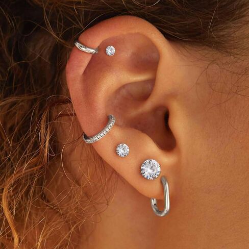 Stainless Steel Earrings for Women Men Surgical Cubic Zirconia Earrings Studs Cartilage Earrings in Kuwait