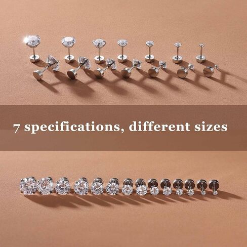 Stainless Steel Earrings for Women Men Surgical Cubic Zirconia Earrings Studs Cartilage Earrings in Kuwait