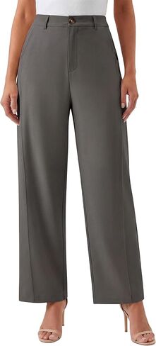 Blooming Jelly Womens Wide Leg Work Pants Barrel Elastic High Waist Stretchy Trousers Trendy Business Casual Office Slacks in Kuwait