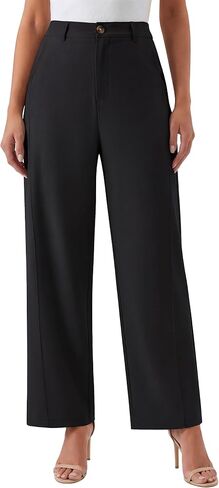 Blooming Jelly Womens Wide Leg Work Pants Barrel Elastic High Waist Stretchy Trousers Trendy Business Casual Office Slacks in Kuwait