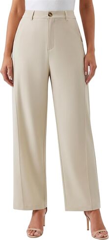 Blooming Jelly Womens Wide Leg Work Pants Barrel Elastic High Waist Stretchy Trousers Trendy Business Casual Office Slacks in Kuwait