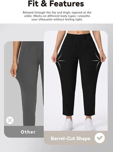 Houmous Womens Cotton Barrel Pants 26" 28" Stretch Lounge Golf Travel Casual Slacks Belt Loops Pockets in Saudi Arabia