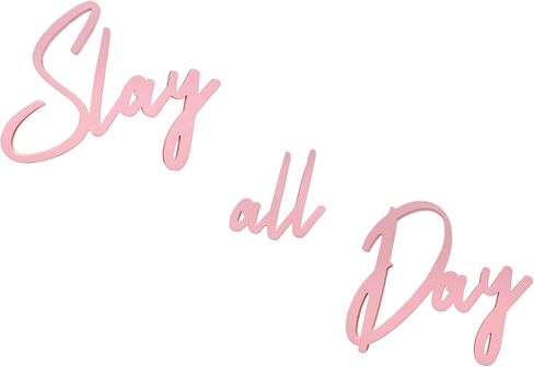Slagindeco Full Color Lacquered Slay All Day Teen Girl Room Decor - 16.5 Inches x 7.1 Inches, Preppy & Aesthetic Decor for Girls' Rooms & Dorms (Pink) in Saudi Arabia