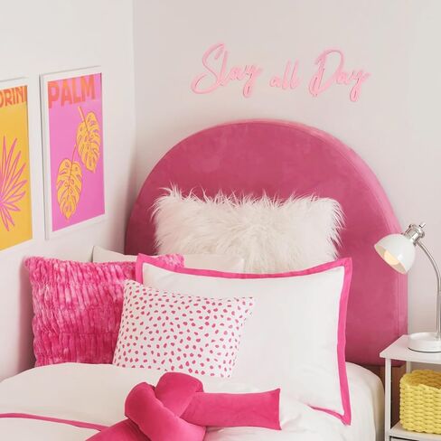 Slagindeco Full Color Lacquered Slay All Day Teen Girl Room Decor - 16.5 Inches x 7.1 Inches, Preppy & Aesthetic Decor for Girls' Rooms & Dorms (Pink) in Saudi Arabia
