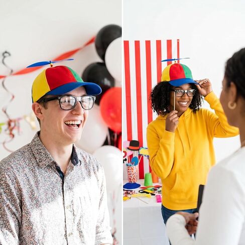 Propeller Hat and Nerd Glasses Set – Colorful Propeller Hat with Detachable Helicopter Blade & Taped Nerd Glasses Funny Costume Accessory for Adults, Halloween Party, & Photo Booth Props in Saudi Arabia