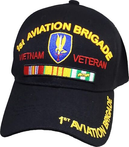 1st Aviation Brigade Vietnam Veteran Red Letter Mens Cap [Black - Adjustable] - ID#147509 in Saudi Arabia