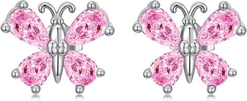 Butterfly Earrings for Women, S925 Sterling Silver Birthstone Stud Earrings Colored Gemstone Butterfly Jewelry Birthday Celebration Gift in Saudi Arabia