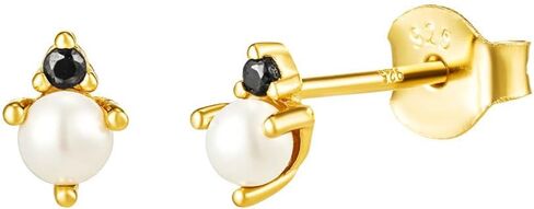 Pearl Cluster Stud Earrings for Women, Dainty Stackable Cartilage Studs, Minimalist 18K Gold Plated Silver Jewelry, Gift for Her in Saudi Arabia