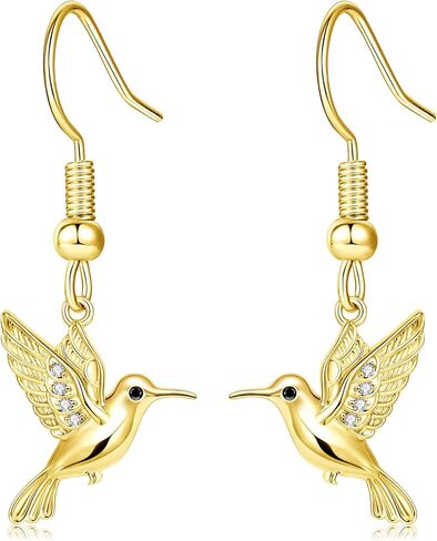 WOAINI Hummingbird Birds Dangle Earrings for Women 14K Gold Humming Bird Earring Anniversary Birthday Jewelry Gifts for Hummingbird Lovers in Saudi Arabia