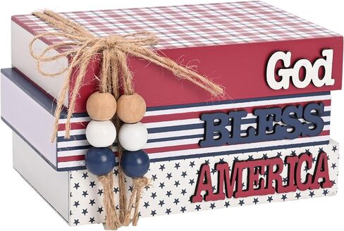 Valery Madelyn 4th of July Decorations, 4th of July Table Decor, Patriotic Book Decor in Red White and Blue, Americana Book Stack Decorations for Tiered Tray Shelf USA 250th Anniversary, 5 Inch in Kuwait