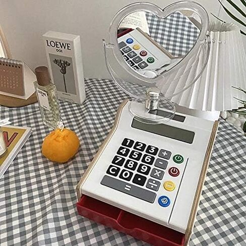 1Pc Acrylic Double Side Makeup Mirror Cute Heart Shaped Cosmetic Mirror, Transparent Base Home Bedroom Desktop Make Up Mirror (Red) in Saudi Arabia