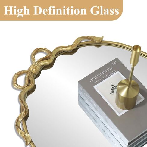 Gold Bow Metal Round Mirror -22x55inch Elegant Wall-Mounted Vanity Decorative Mirror for Bedroom, Bathroom, Living Room‌ in Saudi Arabia