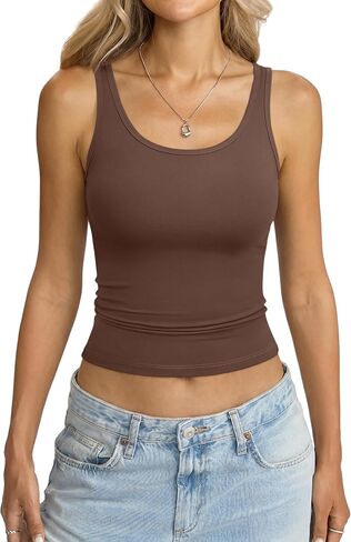 Eachyes Womens Sleeveless Scoop Neck Tank Top Fitted Shirts Going Out Tops Basic Clothes Summer Y2k Cute Outfits Trendy in Saudi Arabia
